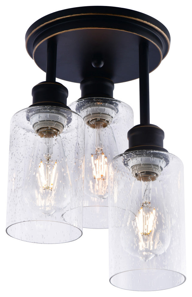 Lazzur Meuse 3 Light 10" Matte Black Semi-Flush Mount Ceiling Light