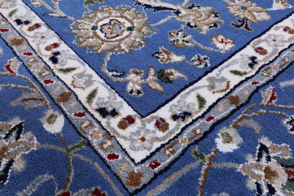 7' 0" X 13' 11" Hand-Knotted Persian Nain Wool & Silk Rug - Q13153