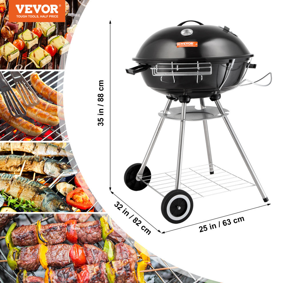 VEVOR 22" Kettle Charcoal Grill BBQ Portable Grill Outdoor Barbecue Cooking
