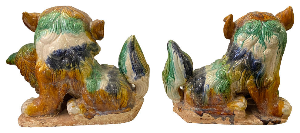 Chinese Color Glaze Ceramic Fu Dog Figure Hvs525, 2-Piece Set