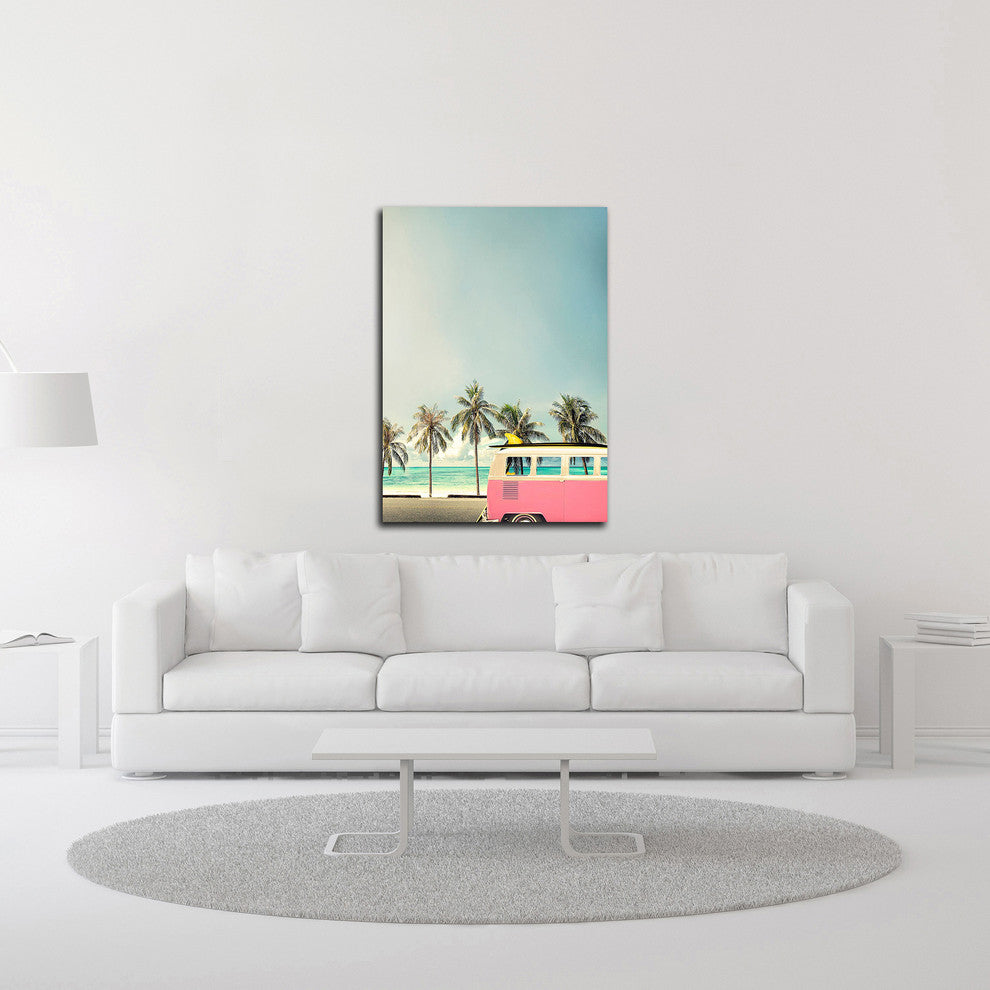 Surf Bus Pink by Design Fabrikken, Print on Canvas, 25"x35"