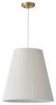 Modern Brass Pendant Lighting With Off-White Pleated Fabric Shade