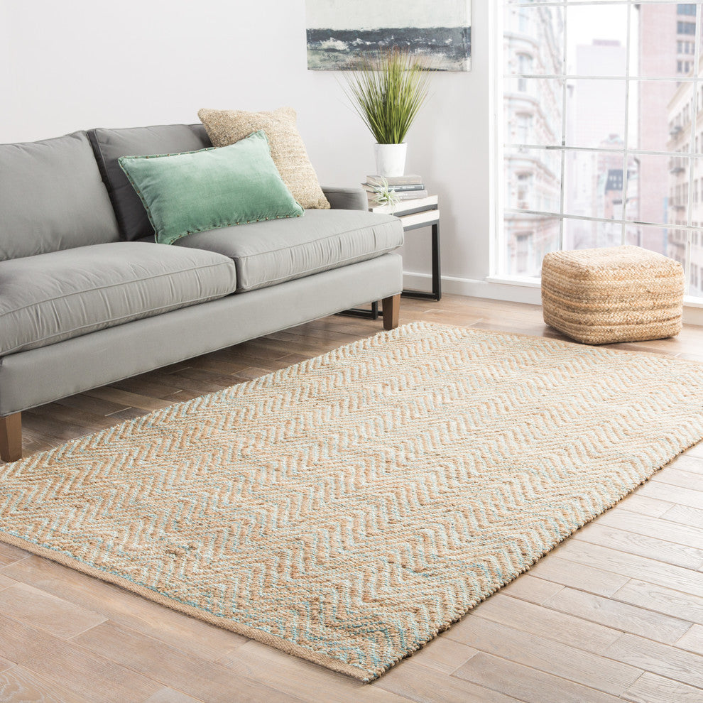Jaipur Living Reap Natural Chevron Tan/Green Area Rug, 8'x10'