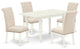 5Pc Rectangle Dinette Set, Chairs, Butterfly Leaf Dining Table, Linen White