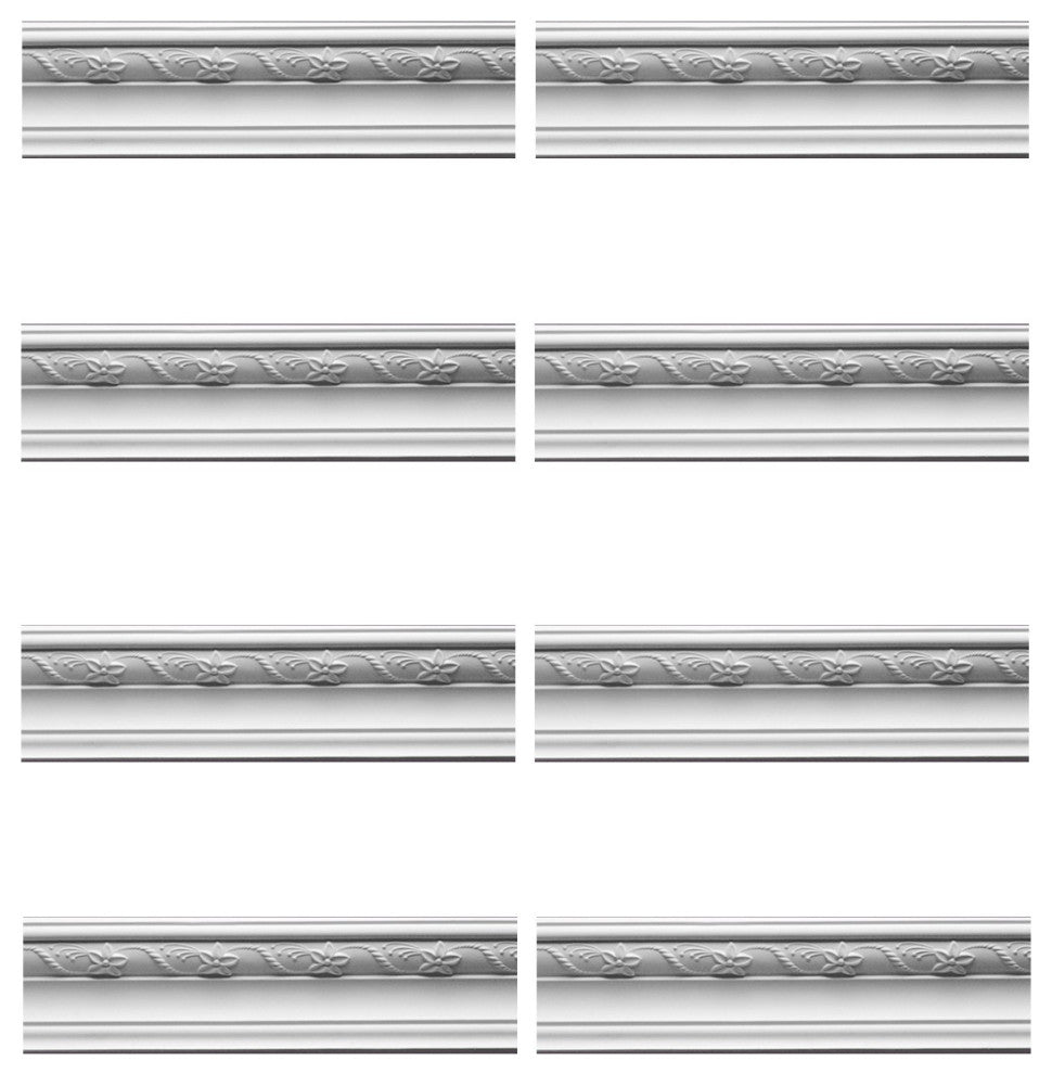 Cornice White Urethane Adams Ornate Design 8 Pieces Totaling 768" Length
