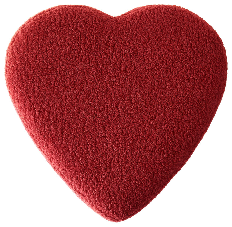 Rustic Manor Elouise Ottoman, Upholstered, Sherpa, Red