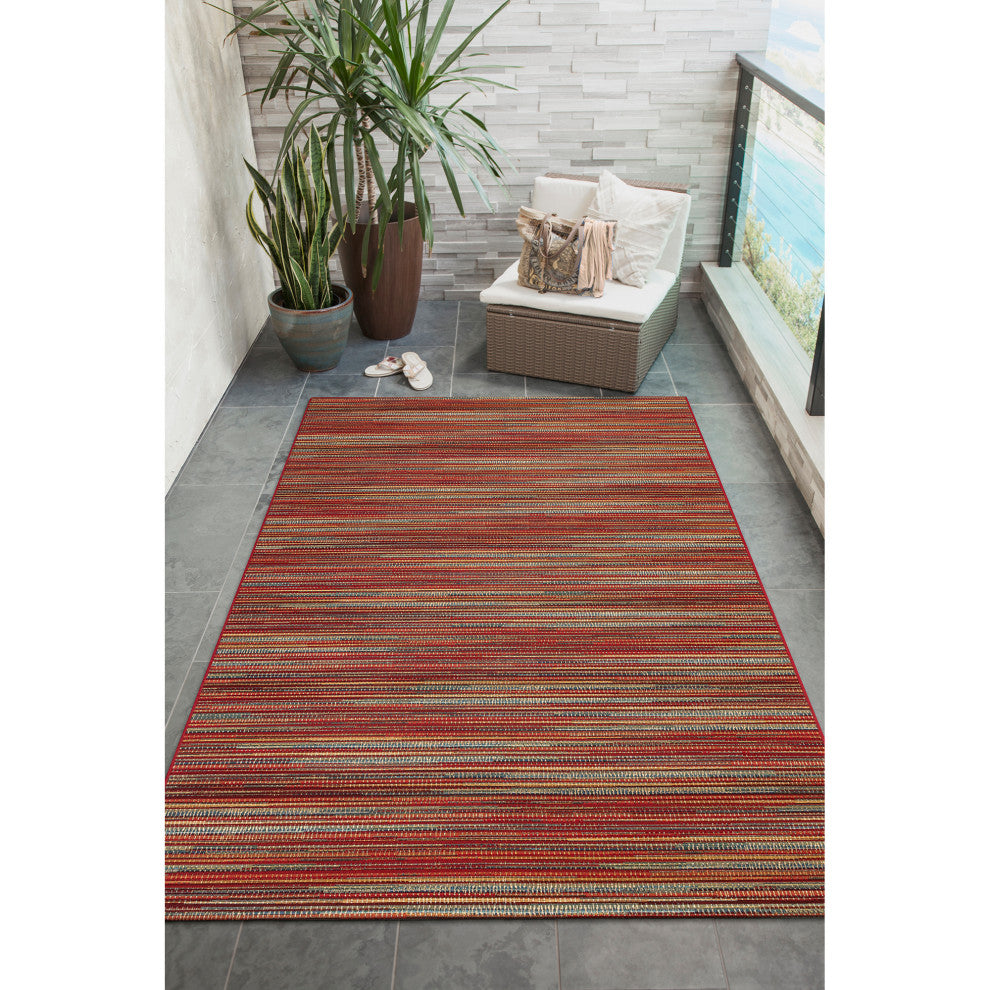 Marina Stripes Indoor/Outdoor Rug, Saffron, 7'10"x9'10"