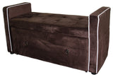 Brown Suede Shoe Storage Bench With Drawer