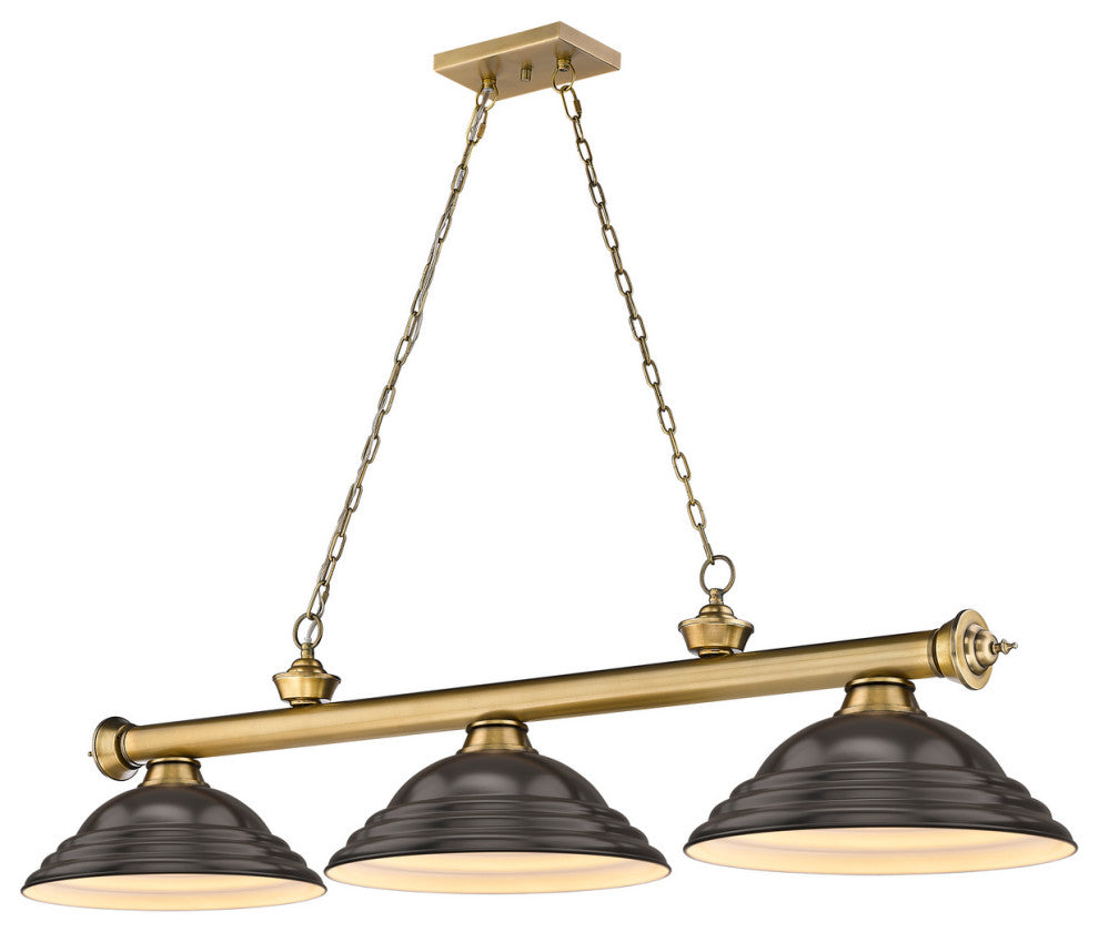 Cordon Three Light Billiard, Rubbed Brass