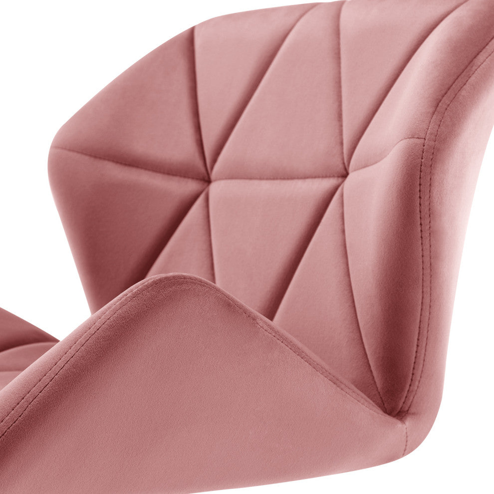 Cute Pointed Armrest Velvet Rolling Chair, Pink