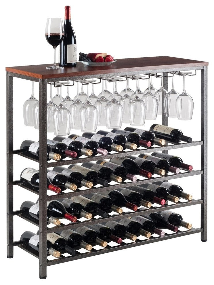 Winsome Wood Michelle Wine Rack With Glass Hanger