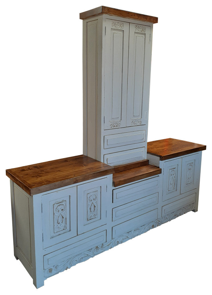 Shipwreck Rustic White Washed Bathroom Vanity, White Washed, 60 X 20 X 32