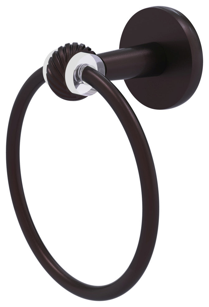 Clearview Towel Ring with Twisted Accents, Antique Bronze