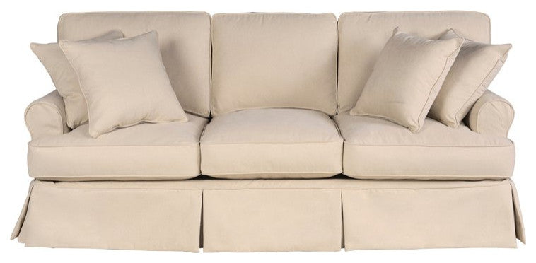 Sunset Trading Horizon 4-Piece Fabric Slipcovered Living Room Set in Beige