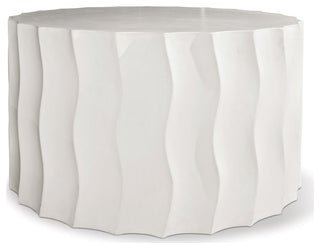 Wave Accent Table (Wide) - White Outdoor End Table
