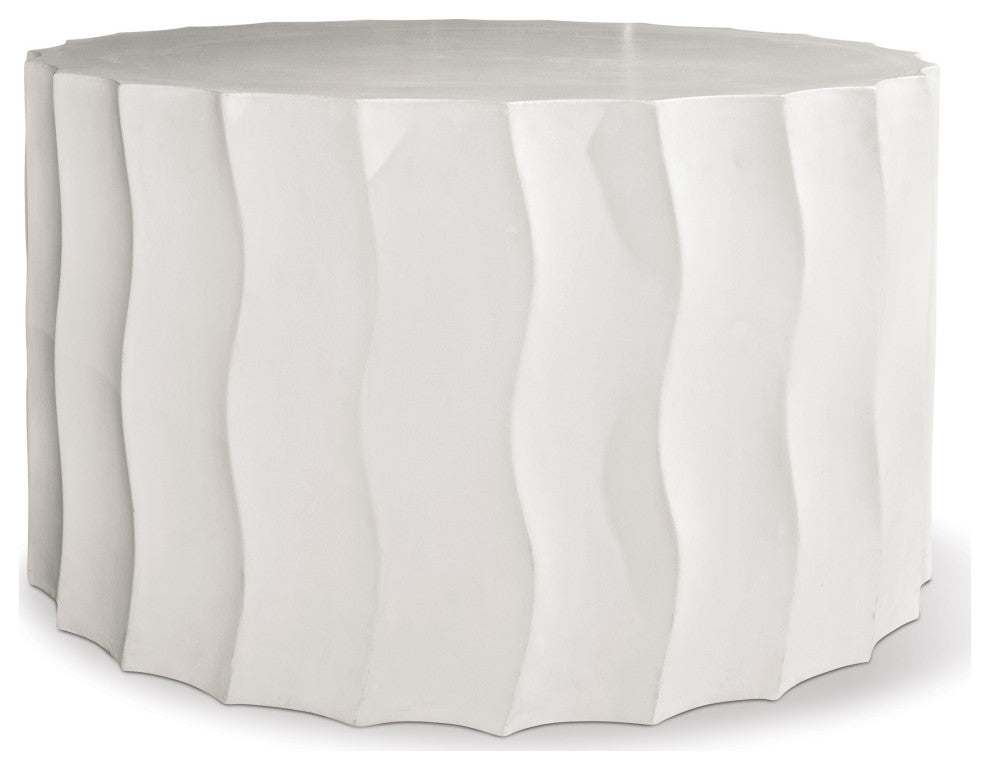 Wave Accent Table (Wide) - White Outdoor End Table