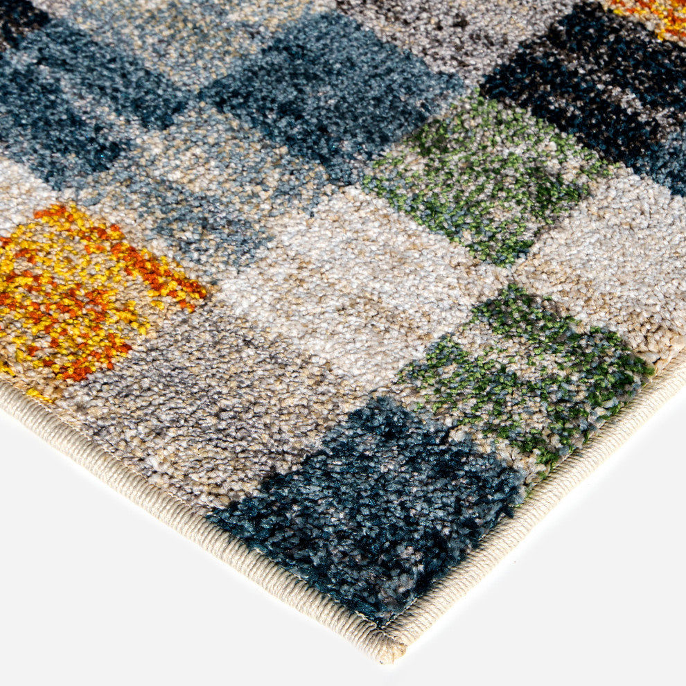 Orian Gemstone Modern Quilt Multi Beige Area Rug 7'10" x 10'10"
