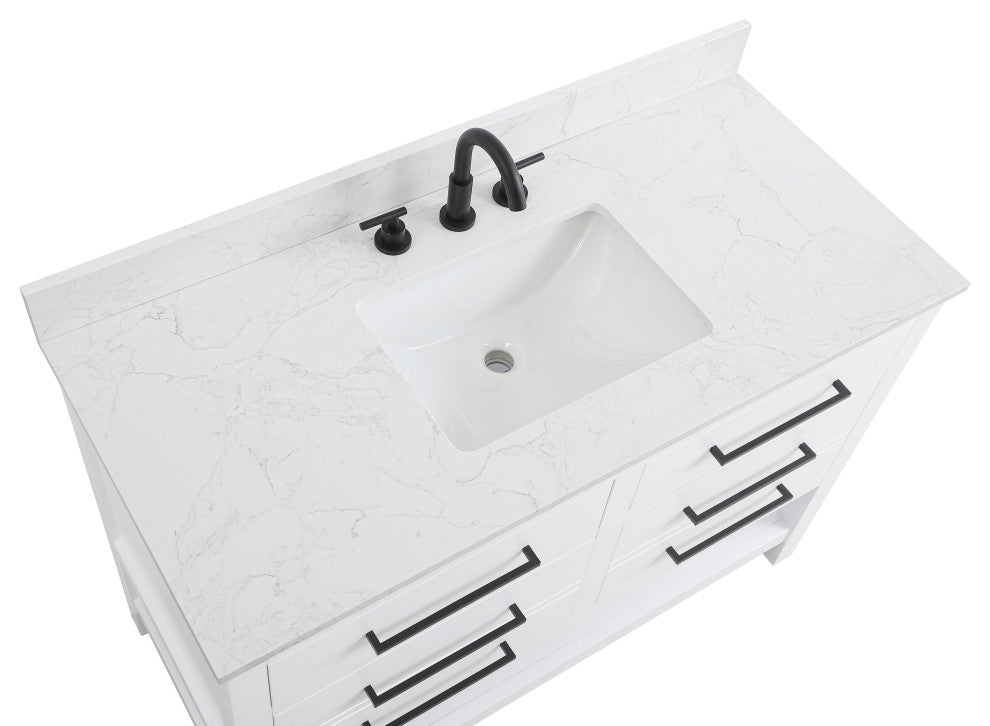 Home Living 48" Single Bathroom Vanity, White With Backsplash