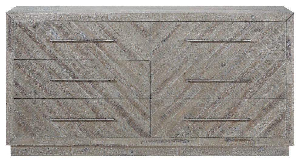 Modus Alexandra Solid Wood 6 Drawer Dresser, Rustic Latte