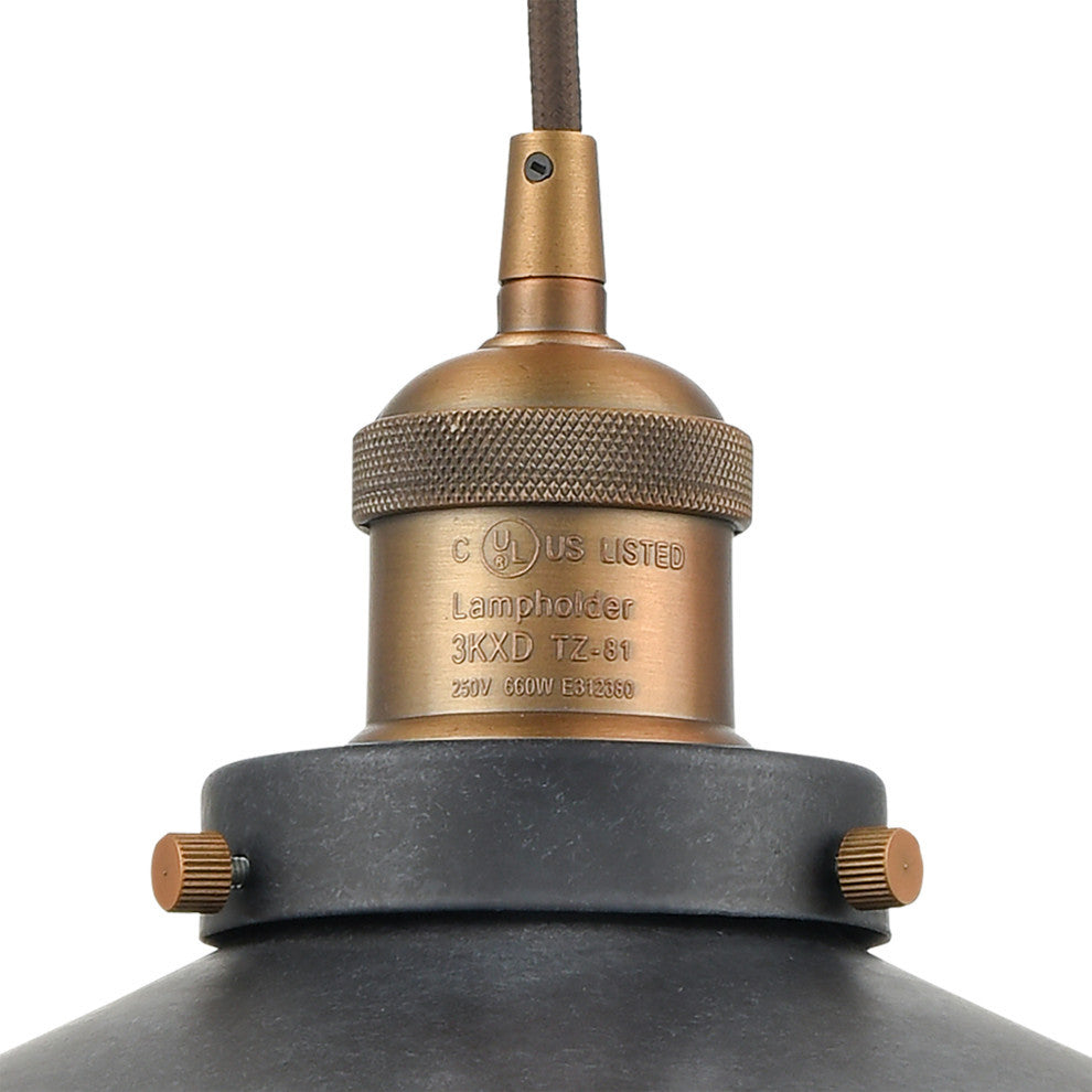 Elk Home English Pub 8" 1-Light Metal Mini Pendant in Tarnished Graphite Black