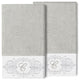 Linum Home Turkish Cotton Monica 2-Piece Embellished Bath Towel Set, Light Gray