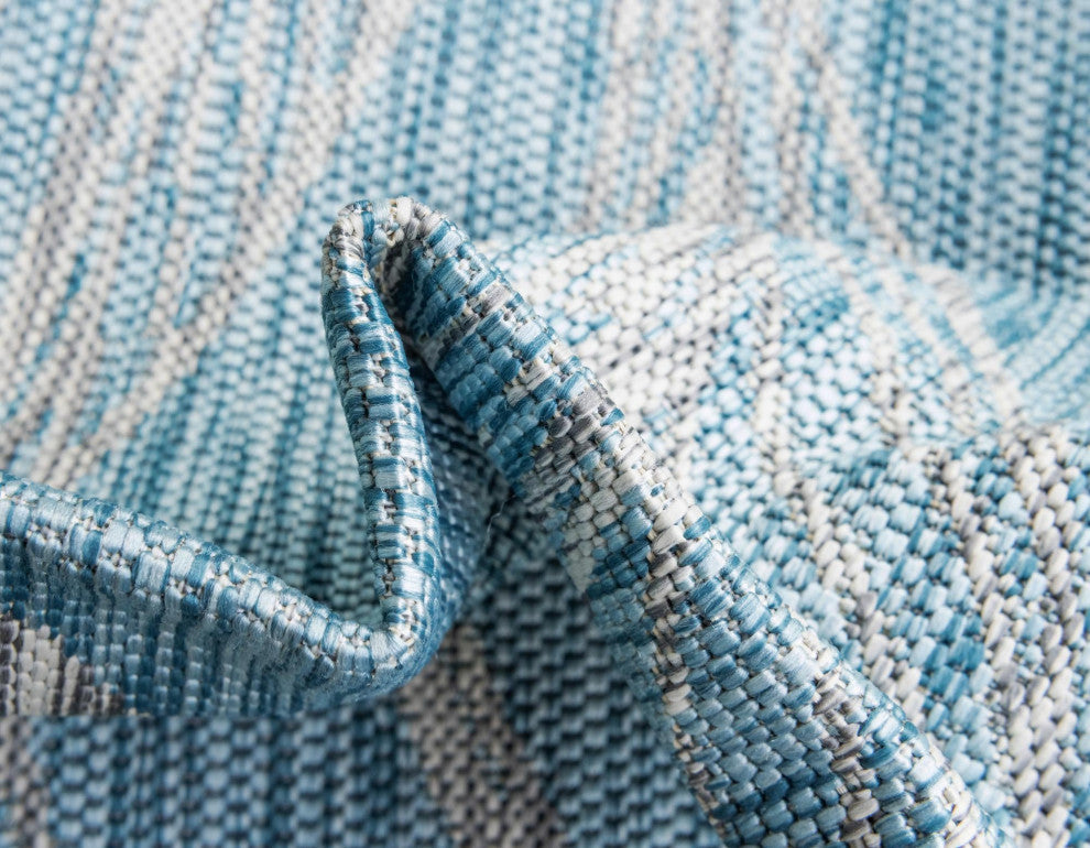 Rug Unique Loom Outdoor Botanical Aqua Blue Rectangular 8' 0 x 11' 4