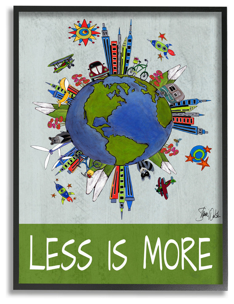 Less Is More Global Values Framed Giclee Texturized Art, 16x20