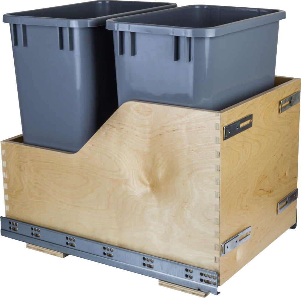Preassembled 35 Quart Double Pullout Waste Container System