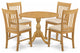 5 Pc Dining Set, Oak Table, 4 Oak Dining Room Chairs, Slatted Back, Oak Finish