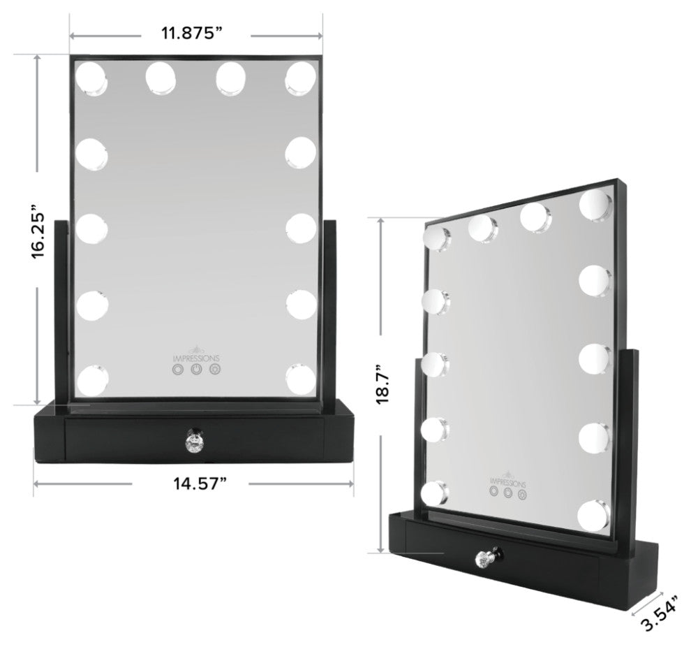 Hollywood Tri-Tone XL Makeup Mirror With Drawer