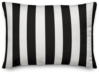 Black Cabana Stripe 14x20 Lumbar Pillow