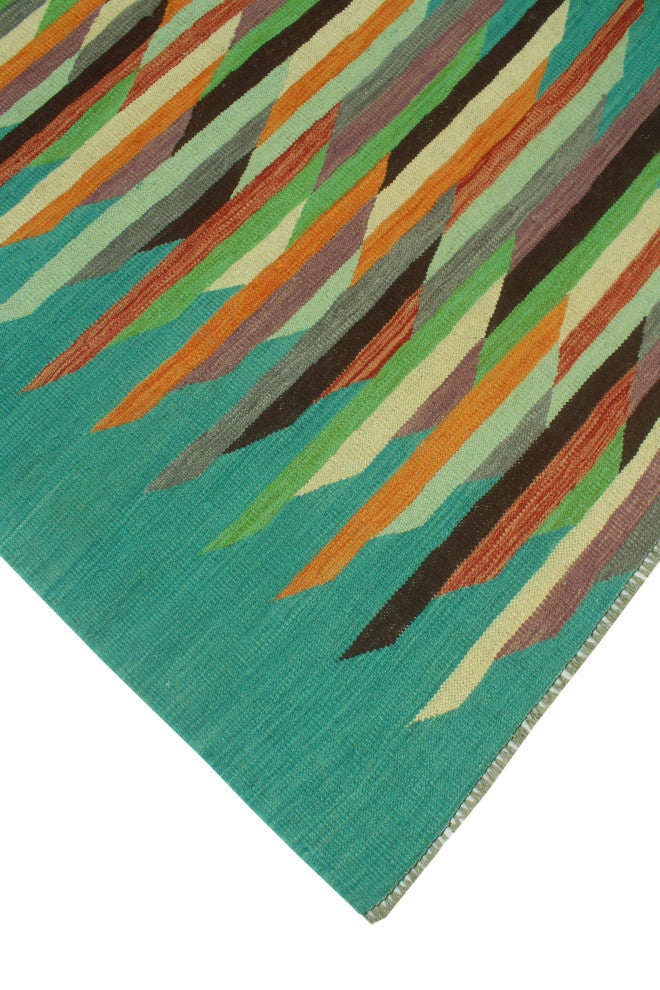 Winchester Kilim Salvador Turquoise/Charcoal Rug, 4'9x6'6