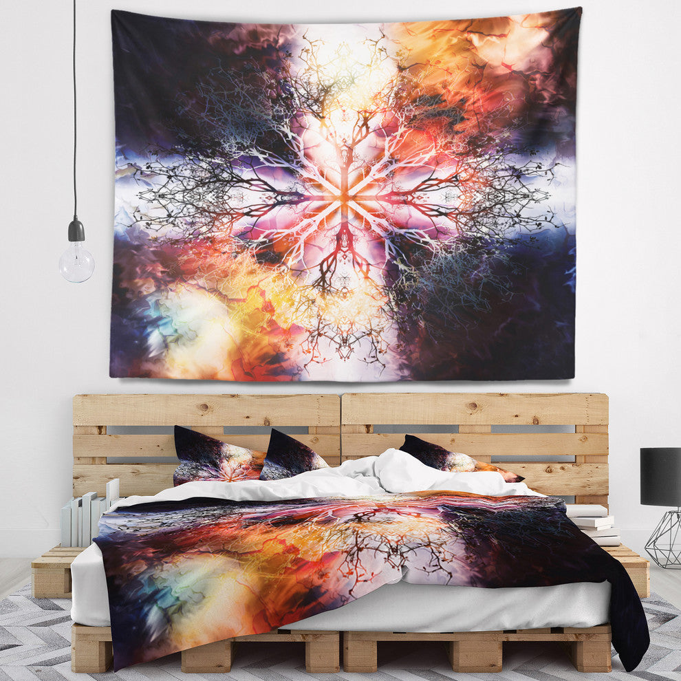 Mandala with Tree Pattern Abstract Wall Tapestry, 60"x50"