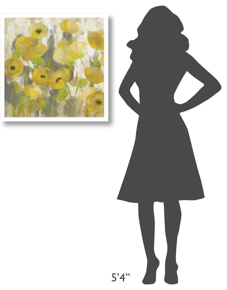 "Floating Yellow Flowers IV" Digital Paper Print by Silvia Vassileva, 26"x26"