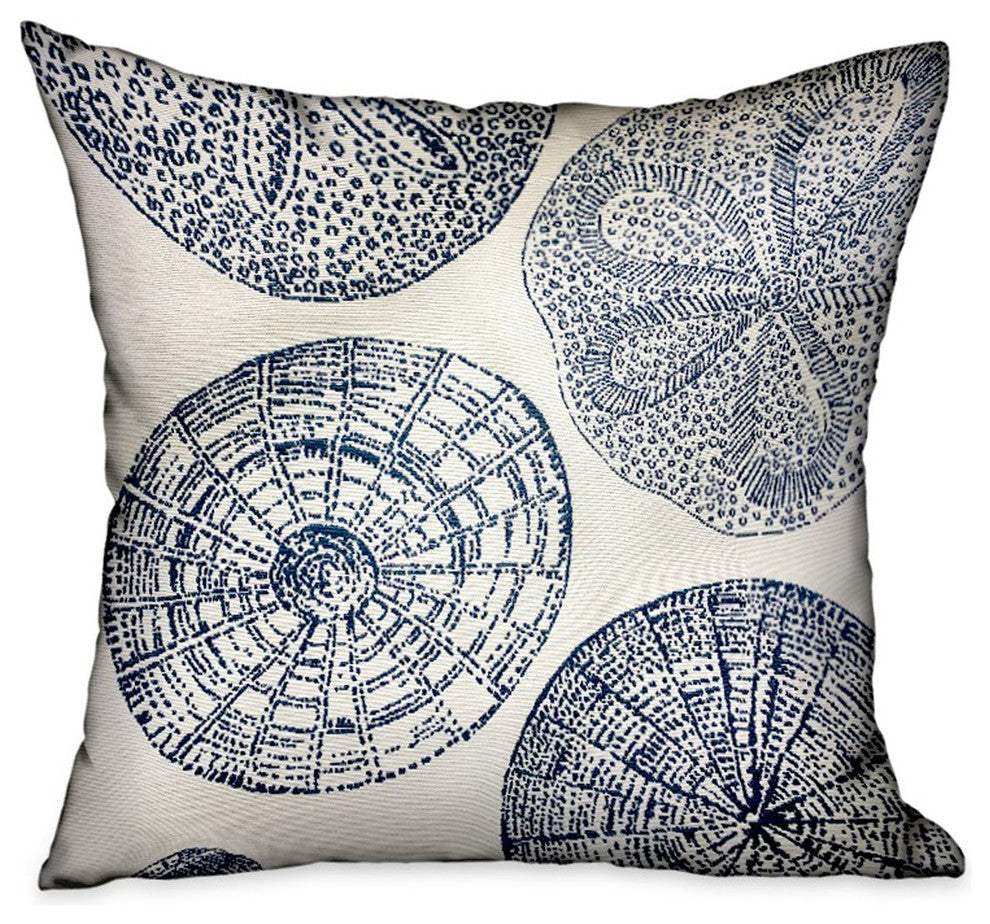 Plutus Seashell Haven Blue, cream Motif Luxury Throw Pillow, 20"x36" King