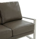 LeisureMod Jefferson Modern Faux Leather Loveseat With Silver Frame, Gray