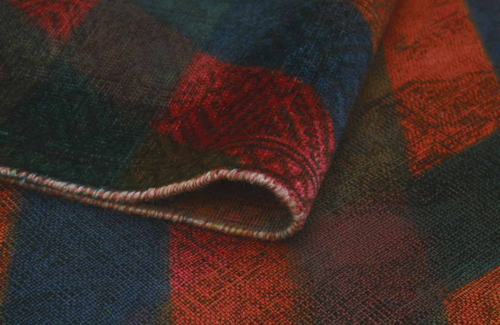 Vintage Rainbow-Dye Khaldun Rust/Blue Rug, 4'2 x 6'3