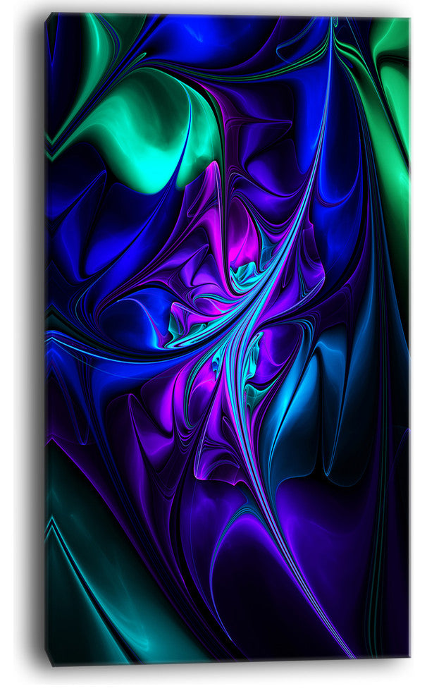 "Bright Blue Abstract Floral Shapes" Floral Wall Art Canvas, 16"x32"