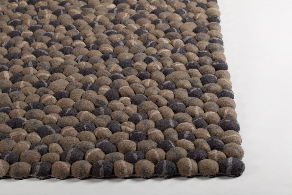 Pebbles Handwoven Contemporary Wool Rug, Brown/Gray, Rectangular 5'x7'6