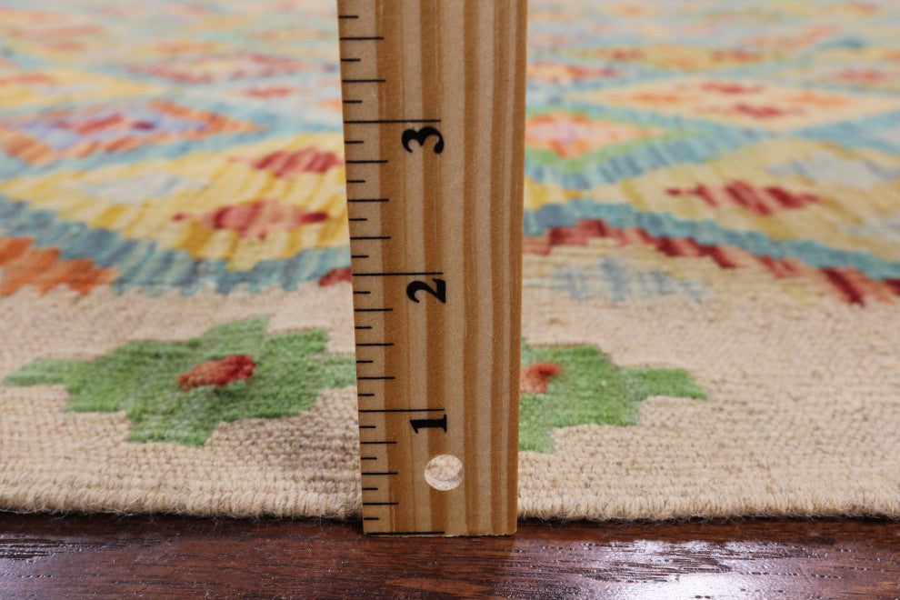 6' 8" X 9' 8" Kilim Flat Weave Reversible Rug Q8283