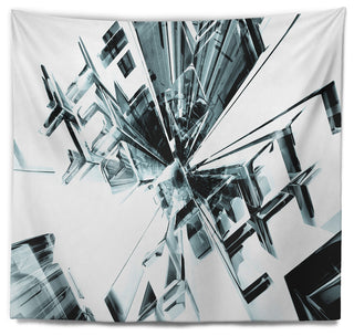 Fractal 3D Cubes Everywhere Contemporary Wall Tapestry, 39"x32"
