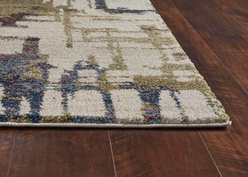 HomeRoots 5'x8' Ivory Machine Woven Distressed Floral Vines Indoor Area Rug