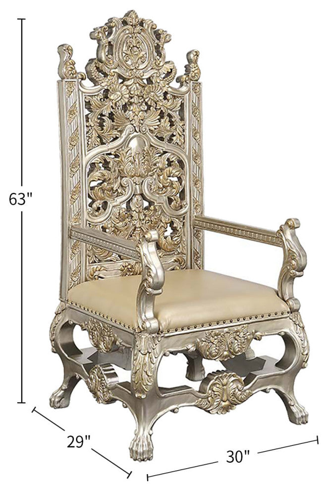 Set of 2 Arm Chair, Champagne and Gold Finish