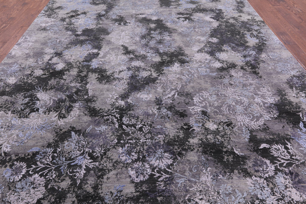 Modern Handmade Wool and Silk Rug 9' 11" X 14' 3" Q7077