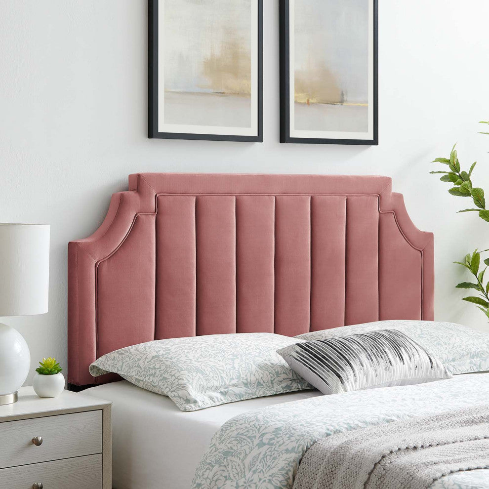 Tufted Headboard, Twin Size, Velvet, Pink, Modern Contemporary, Bedroom Master