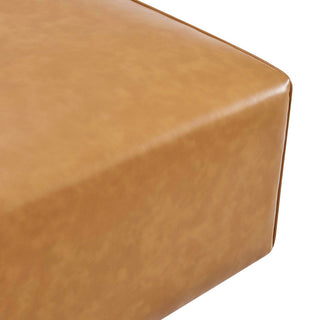 Mingle Performance Velvet Ottoman, Tan