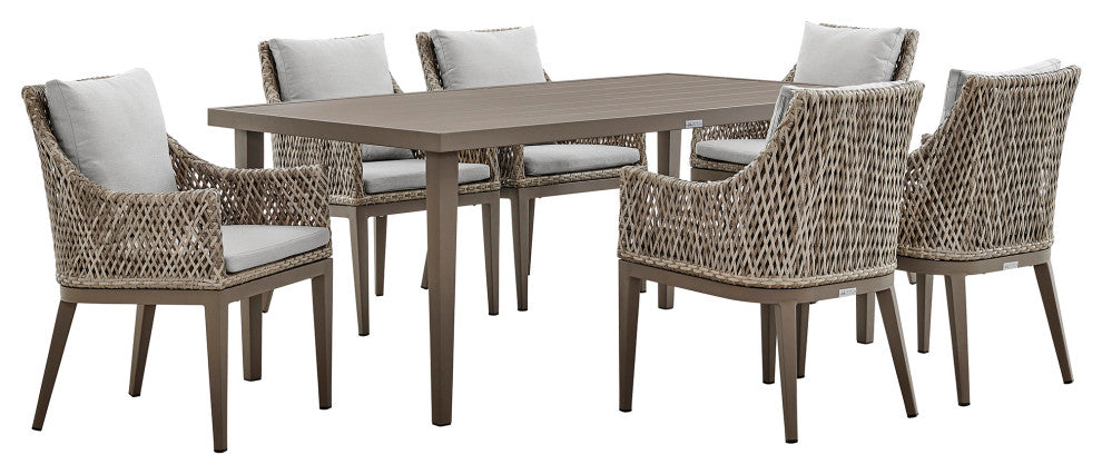 Grenada 7-Piece Gray Aluminum Outdoor Dining Set With Gray Fabric