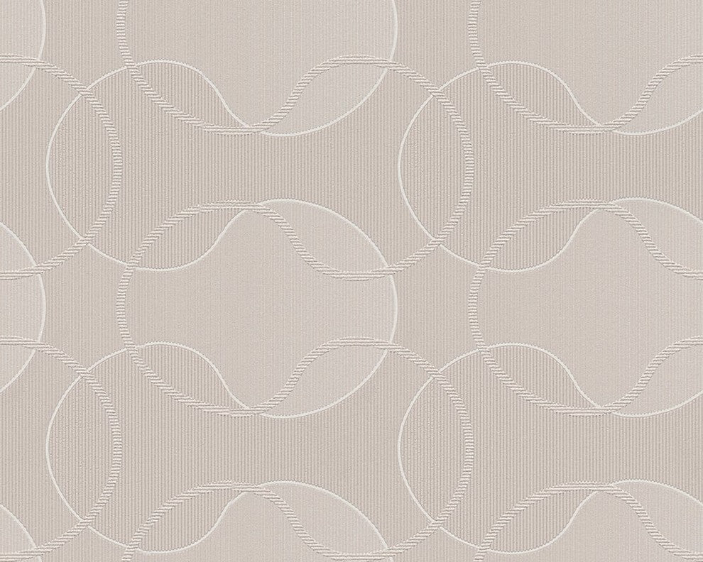 Best of Vlies, Floral Patterns Modern Classic Stripes Beige Wallpaper Sample