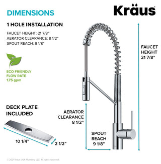 Kraus KPF-2631CH Oletto Single Handle Pull Down Commercial Kitchen Faucet Chrom