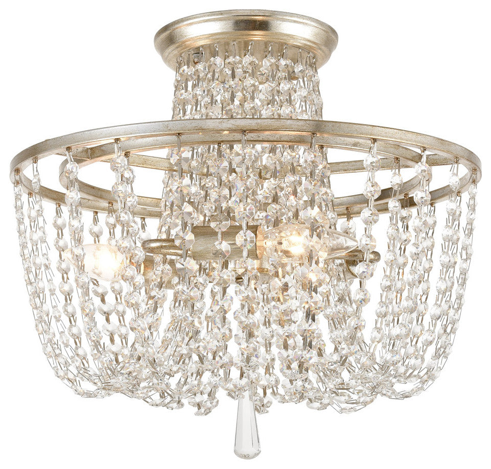 Crystorama ARC-1900-SA-CL-MWP, 3-Light Ceiling Mount, Antique Silver